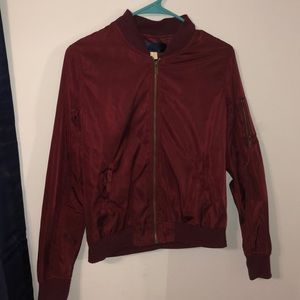 RED SILK BOMBER JACKET (boutique bought)